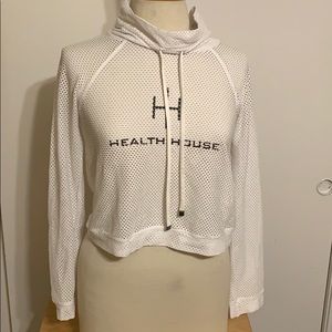 White Mesh Koral Cropped Mock-Neck.